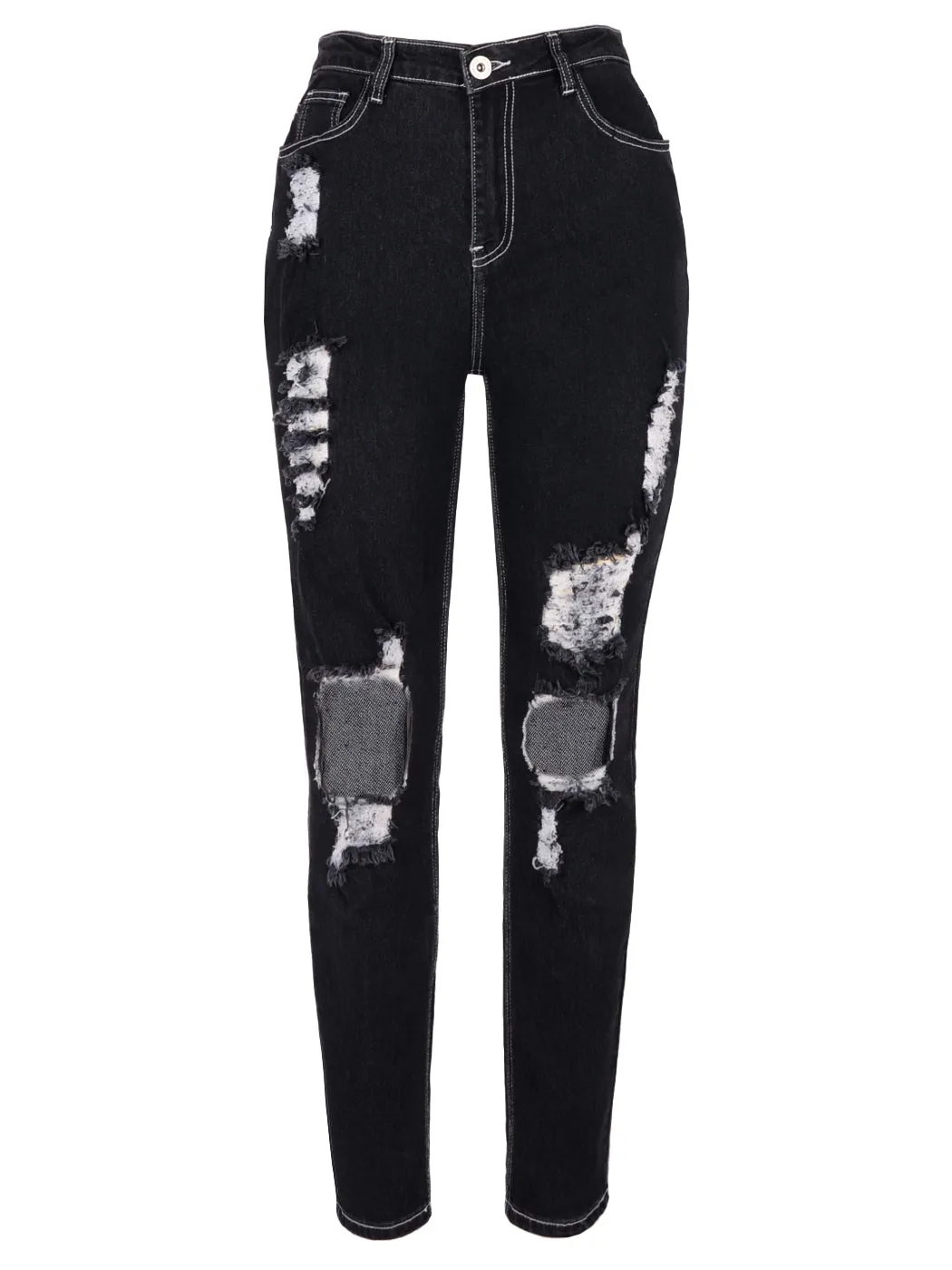 Stretch Skinny Distressed Jeans by Anna-Kaci