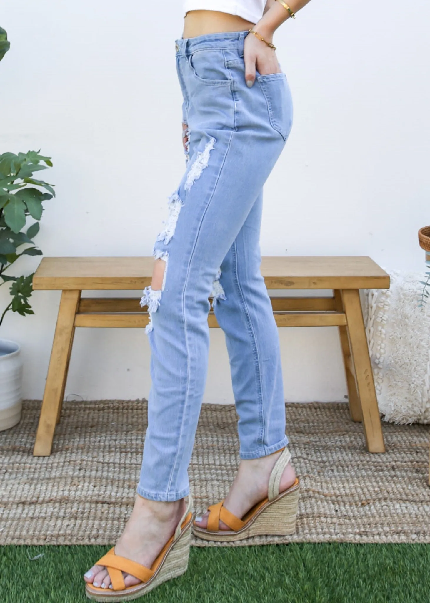 Stretch Skinny Distressed Jeans by Anna-Kaci