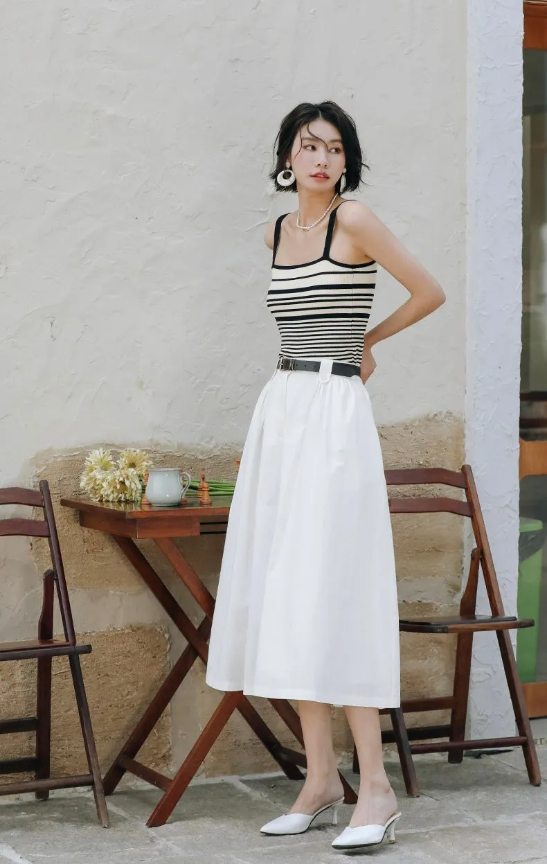 Striped Knit Camisole in Cream/Black