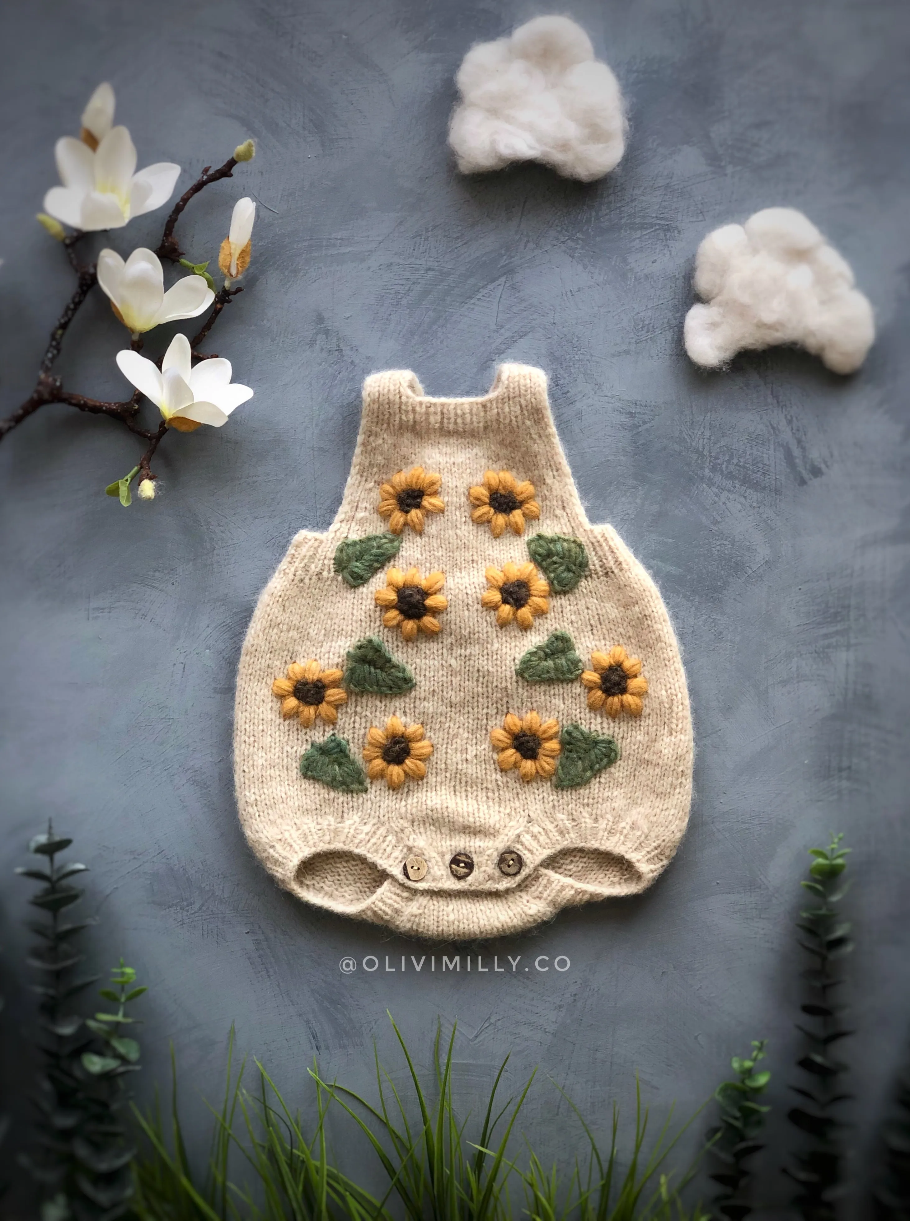 Sunflowers romper | Wheat