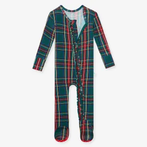 Tartan Plaid - Footie Ruffle Zipper One Piece
