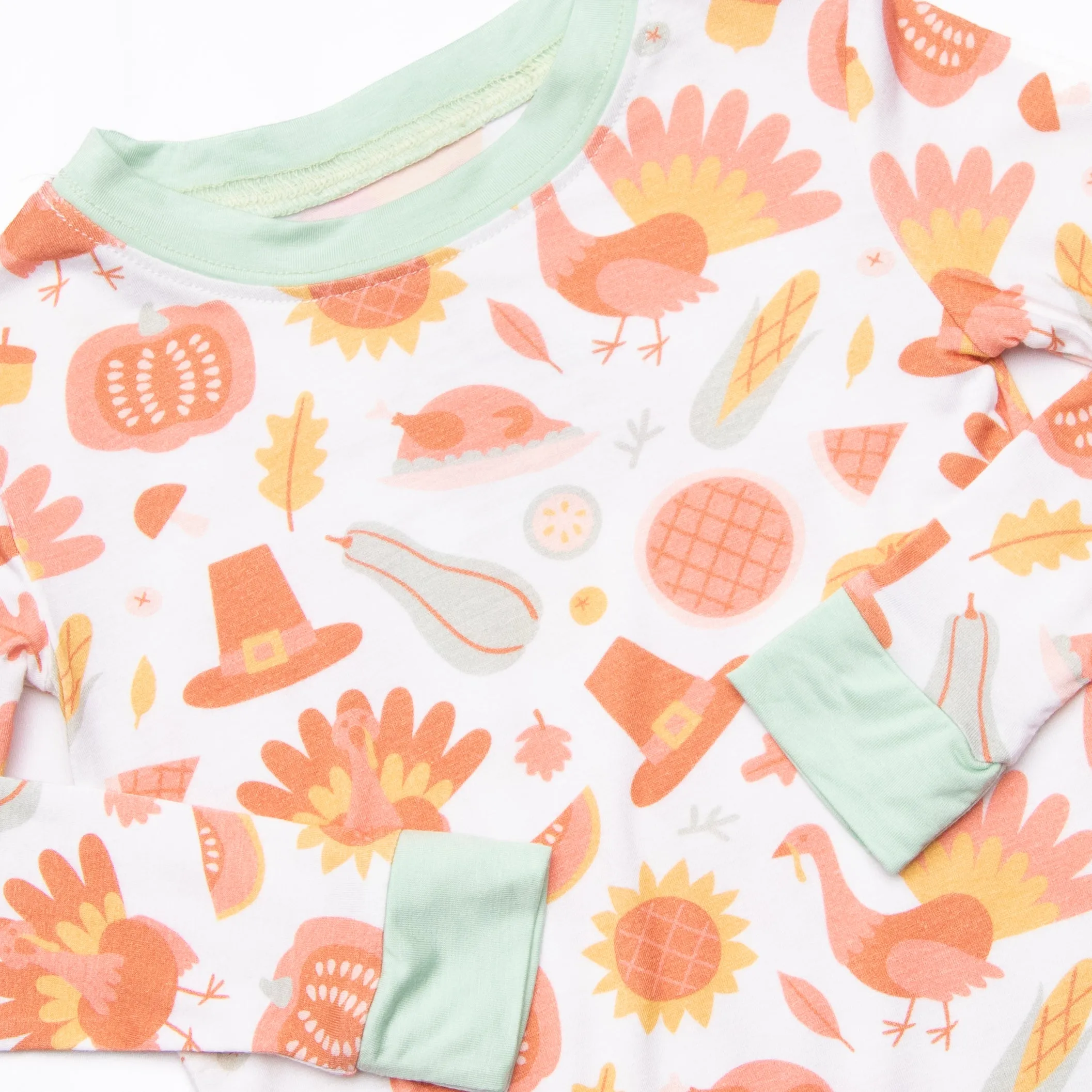 Thanksgiving Favorites Bamboo Pajama Set, Mint