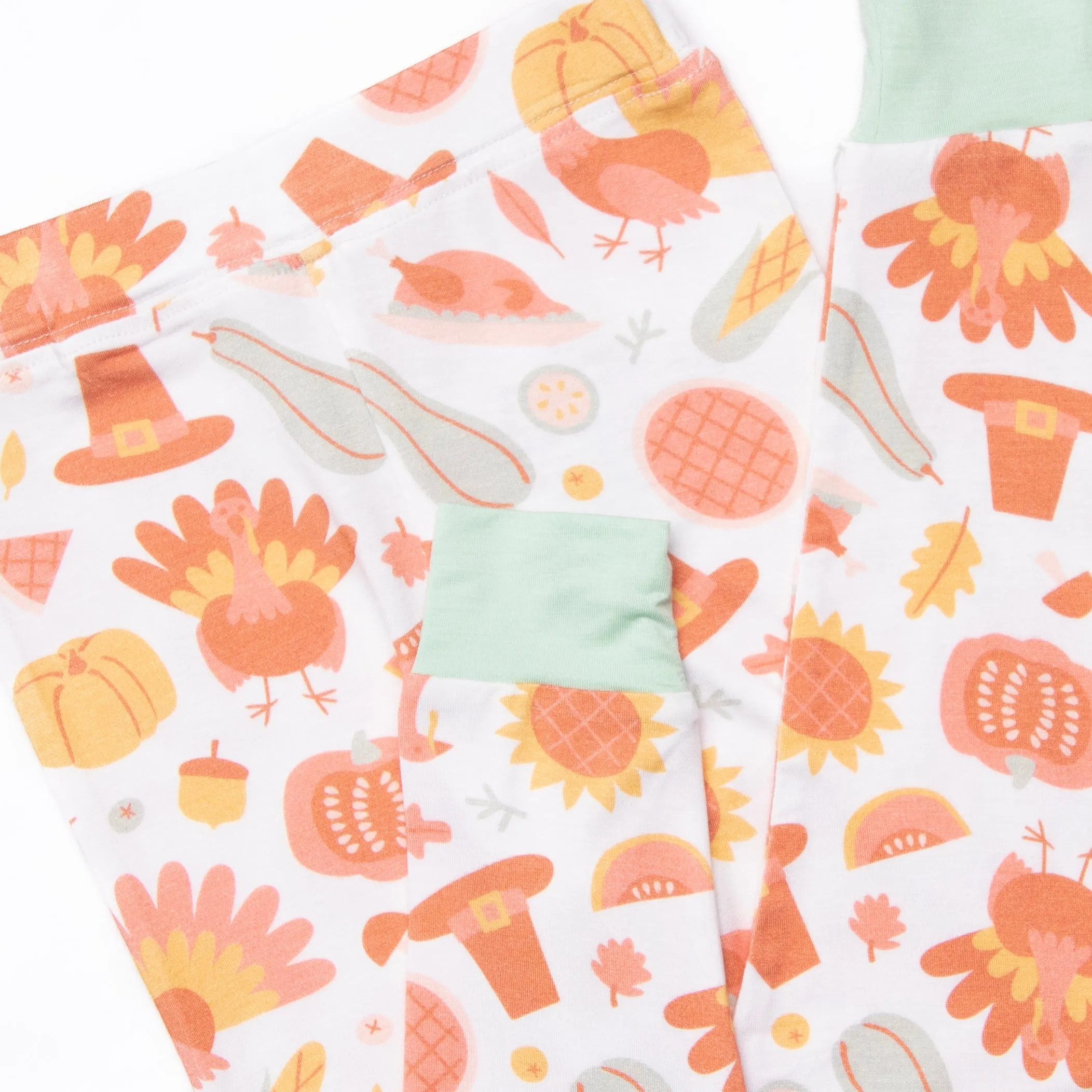 Thanksgiving Favorites Bamboo Pajama Set, Mint