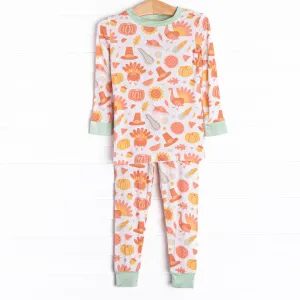 Thanksgiving Favorites Bamboo Pajama Set, Mint