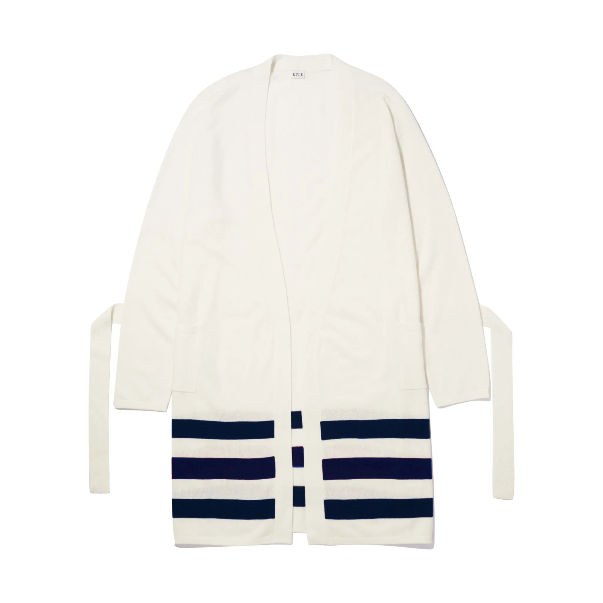 The Cashmere Blend Robe - Cream/Navy