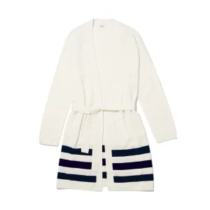 The Cashmere Blend Robe - Cream/Navy