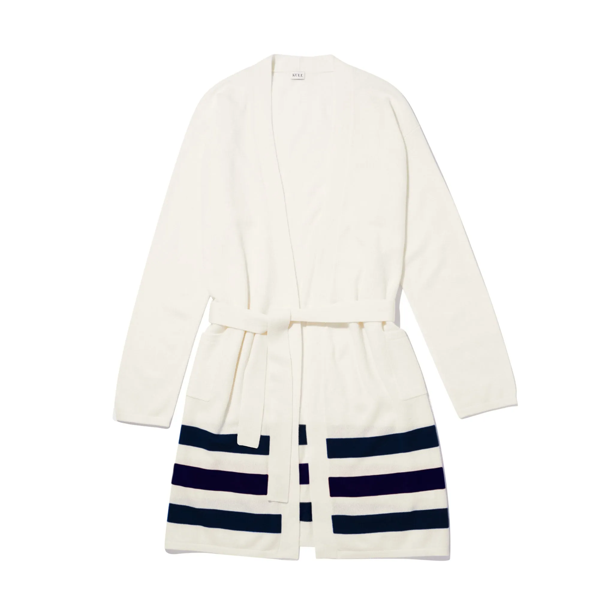 The Cashmere Blend Robe - Cream/Navy