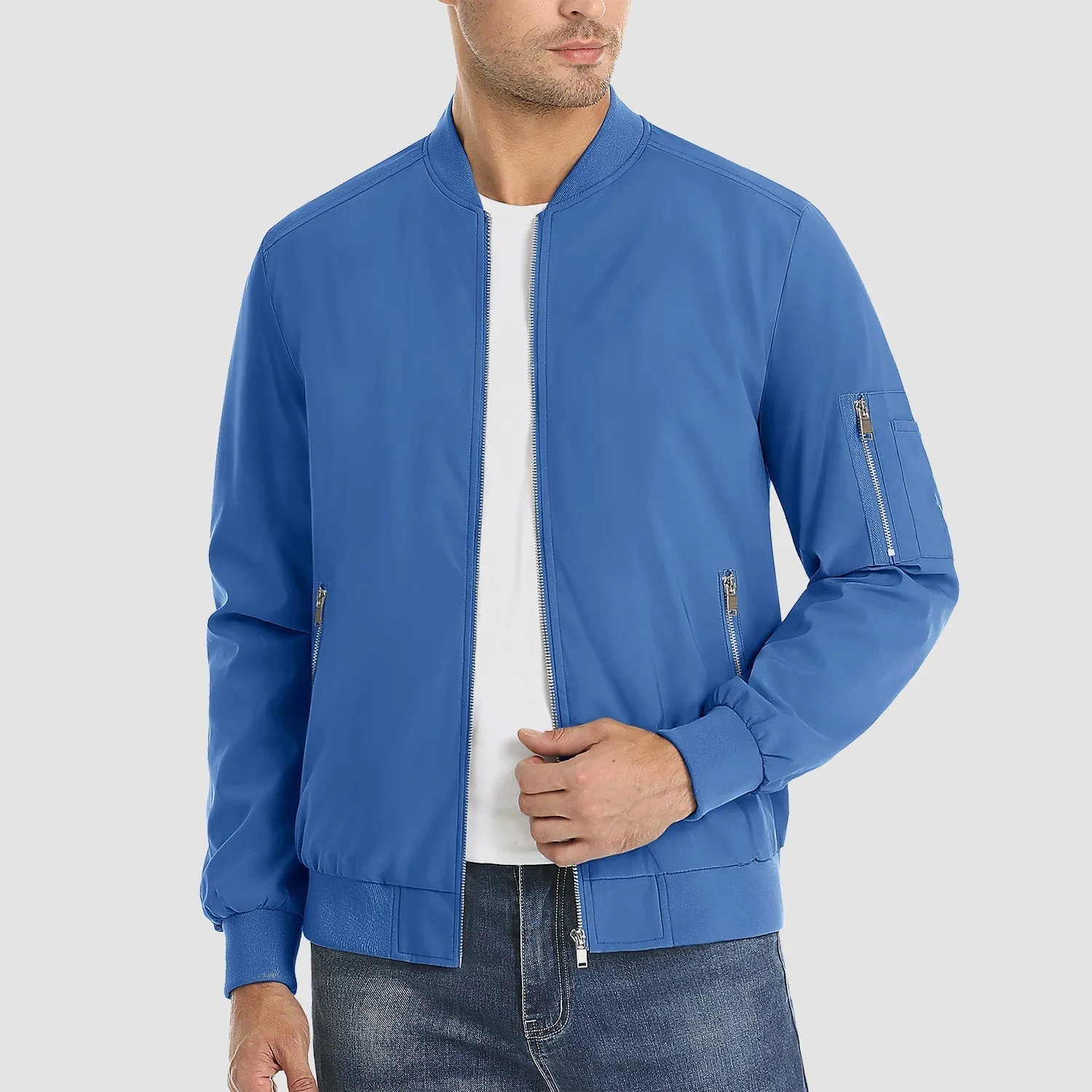 Timeless Bomber Jacket for Men with Ribbed Details