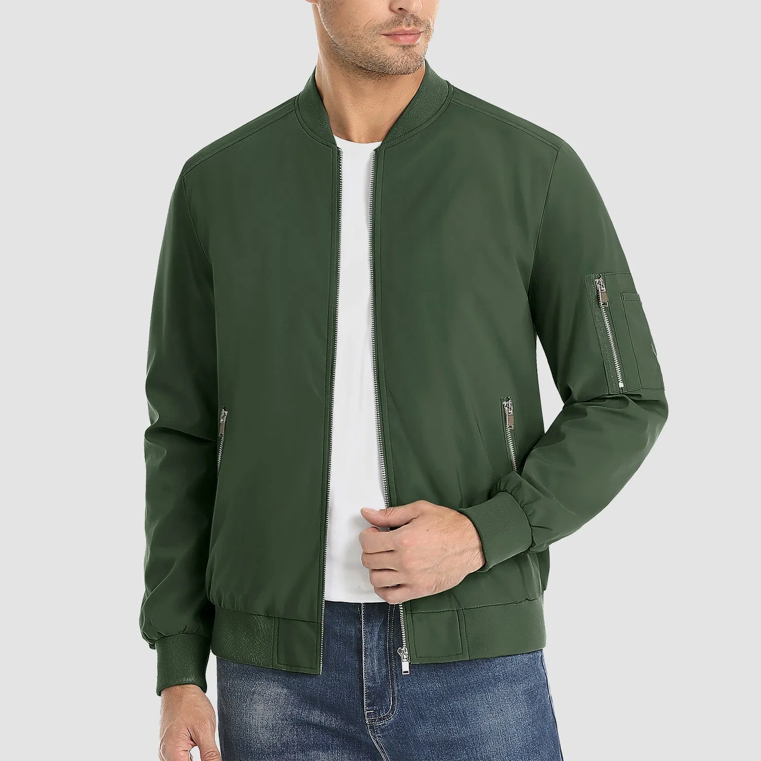 Timeless Bomber Jacket for Men with Ribbed Details