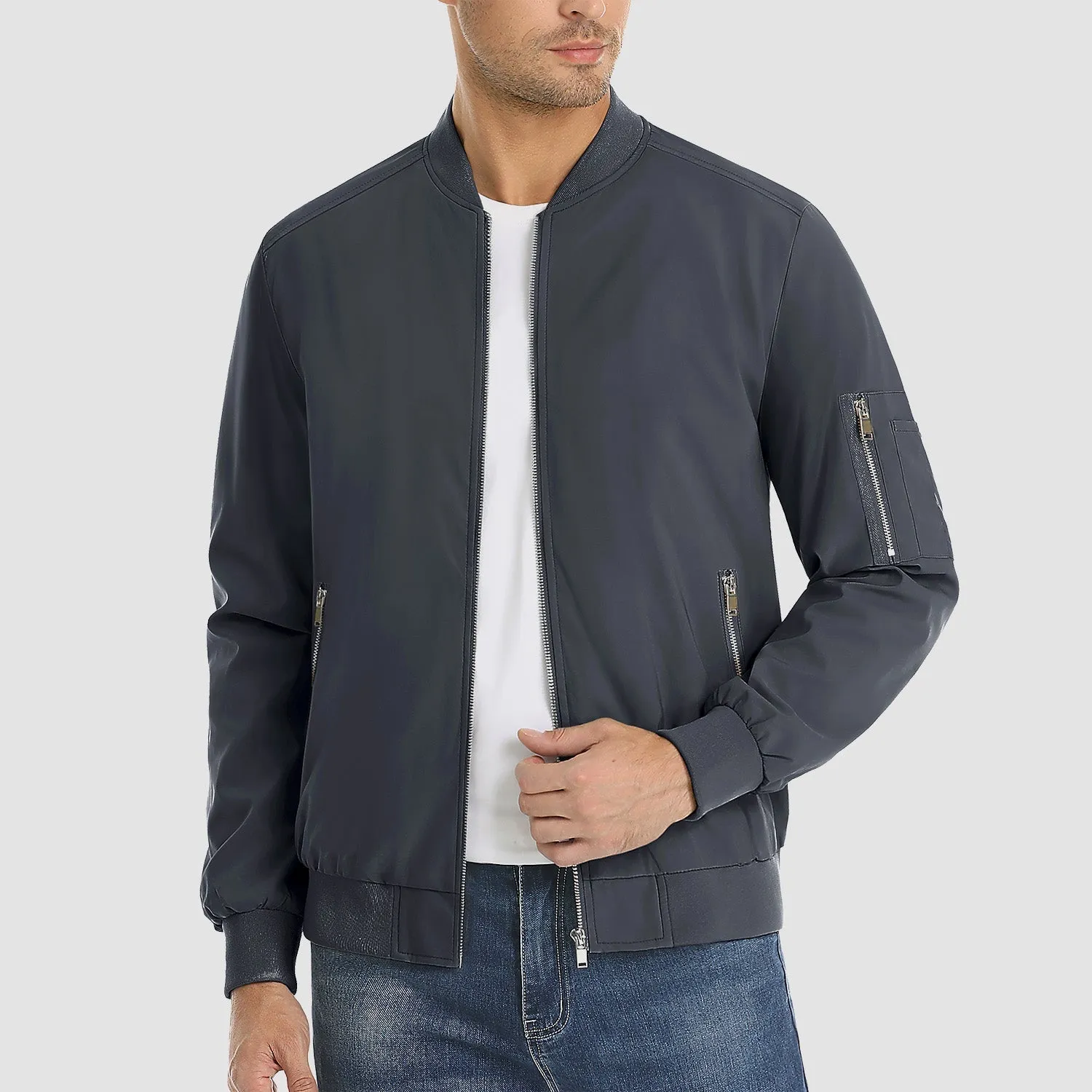 Timeless Bomber Jacket for Men with Ribbed Details