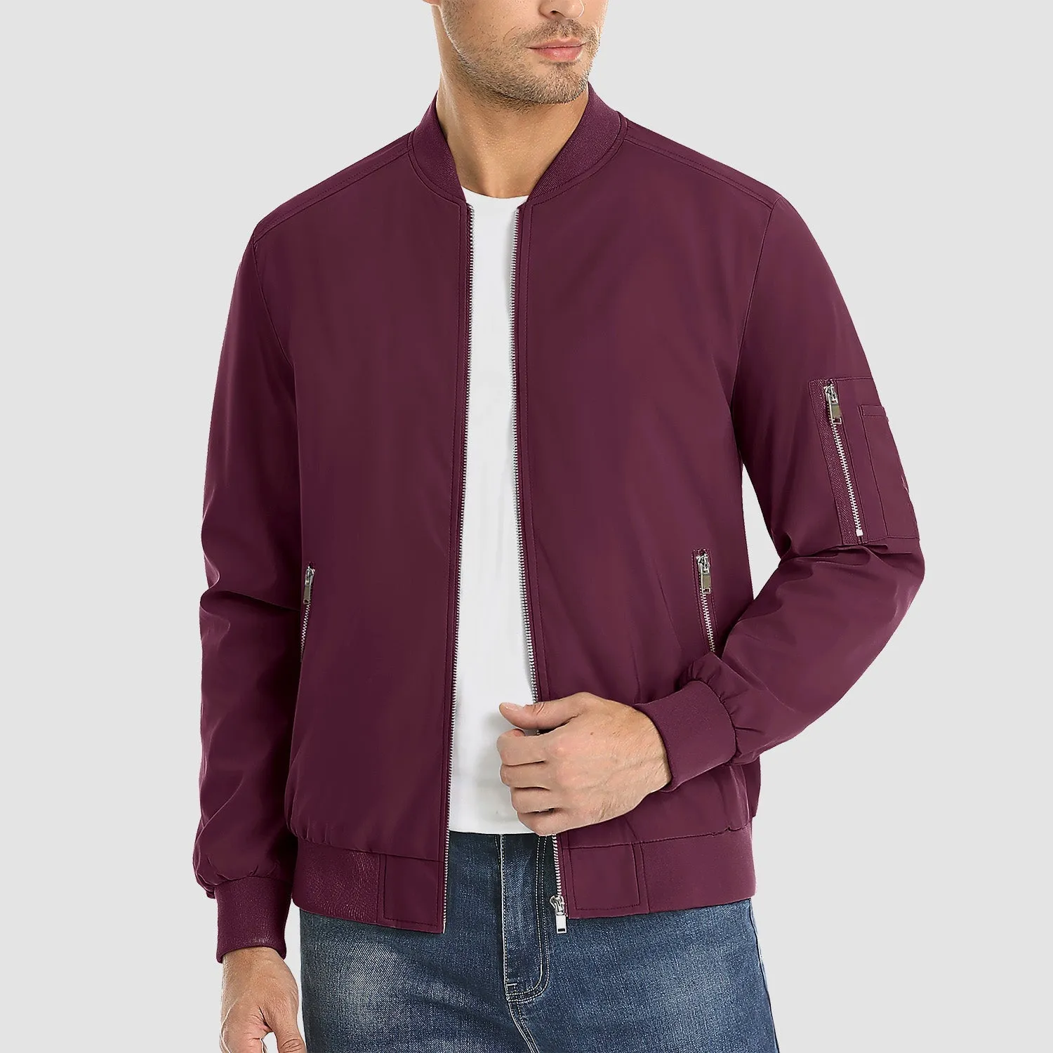 Timeless Bomber Jacket for Men with Ribbed Details