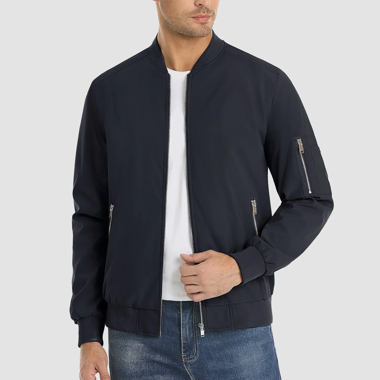 Timeless Bomber Jacket for Men with Ribbed Details