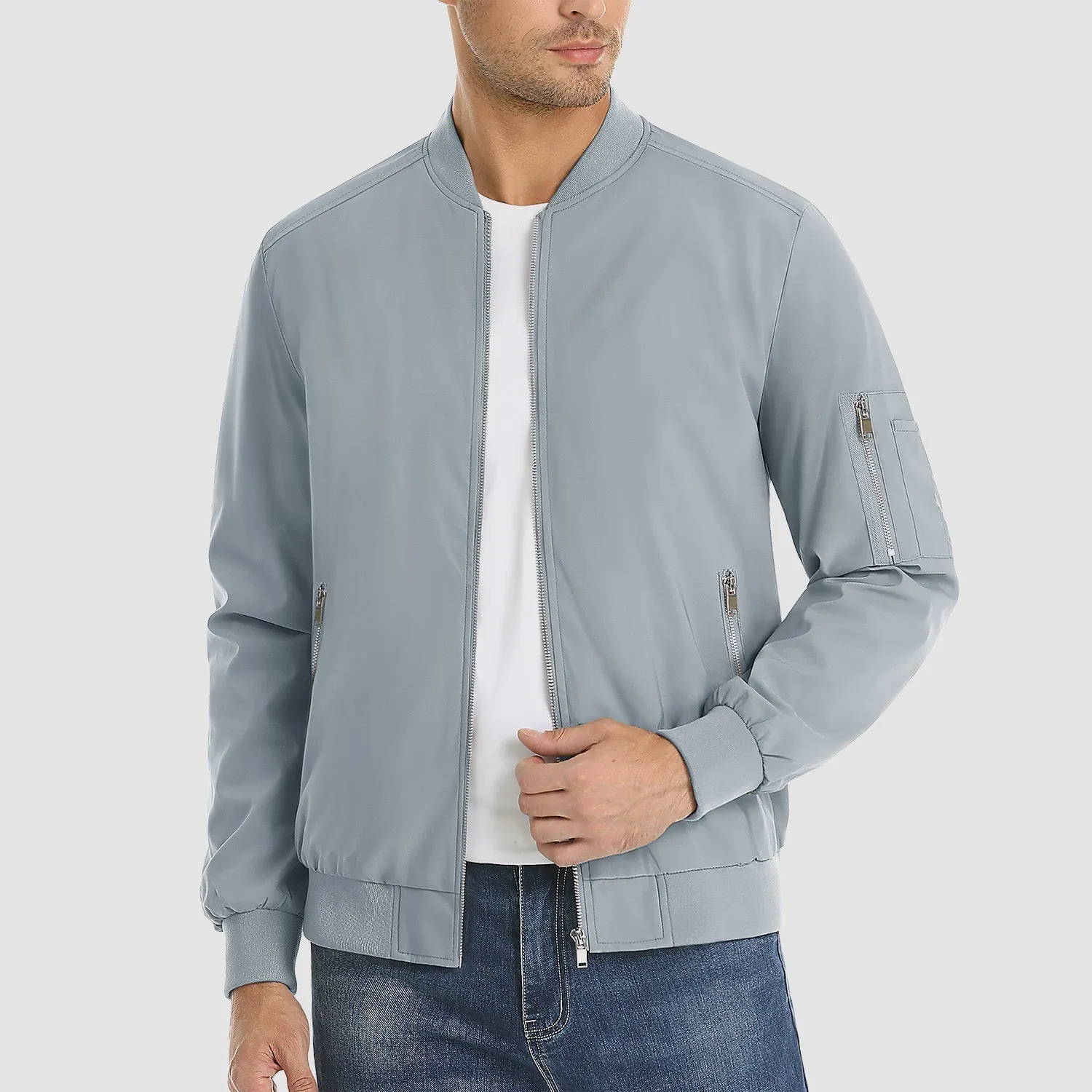 Timeless Bomber Jacket for Men with Ribbed Details