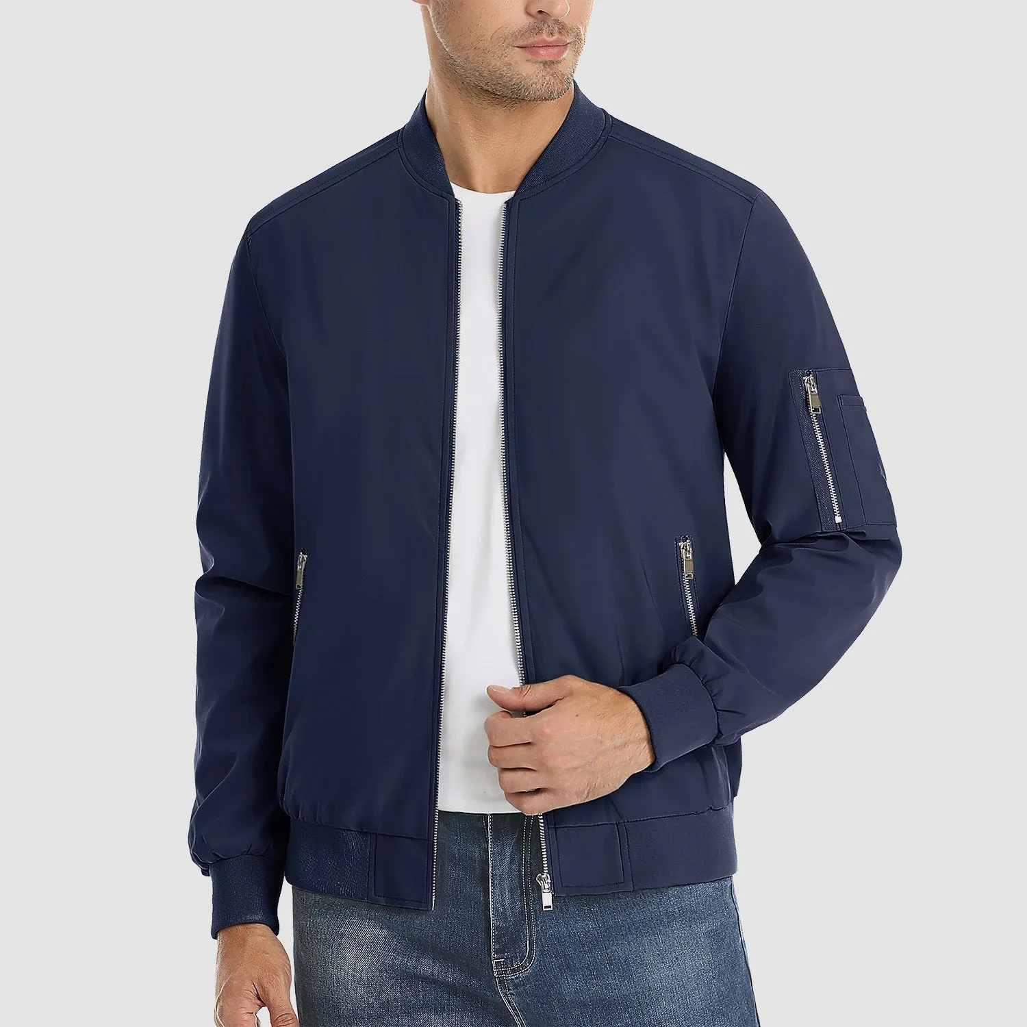 Timeless Bomber Jacket for Men with Ribbed Details