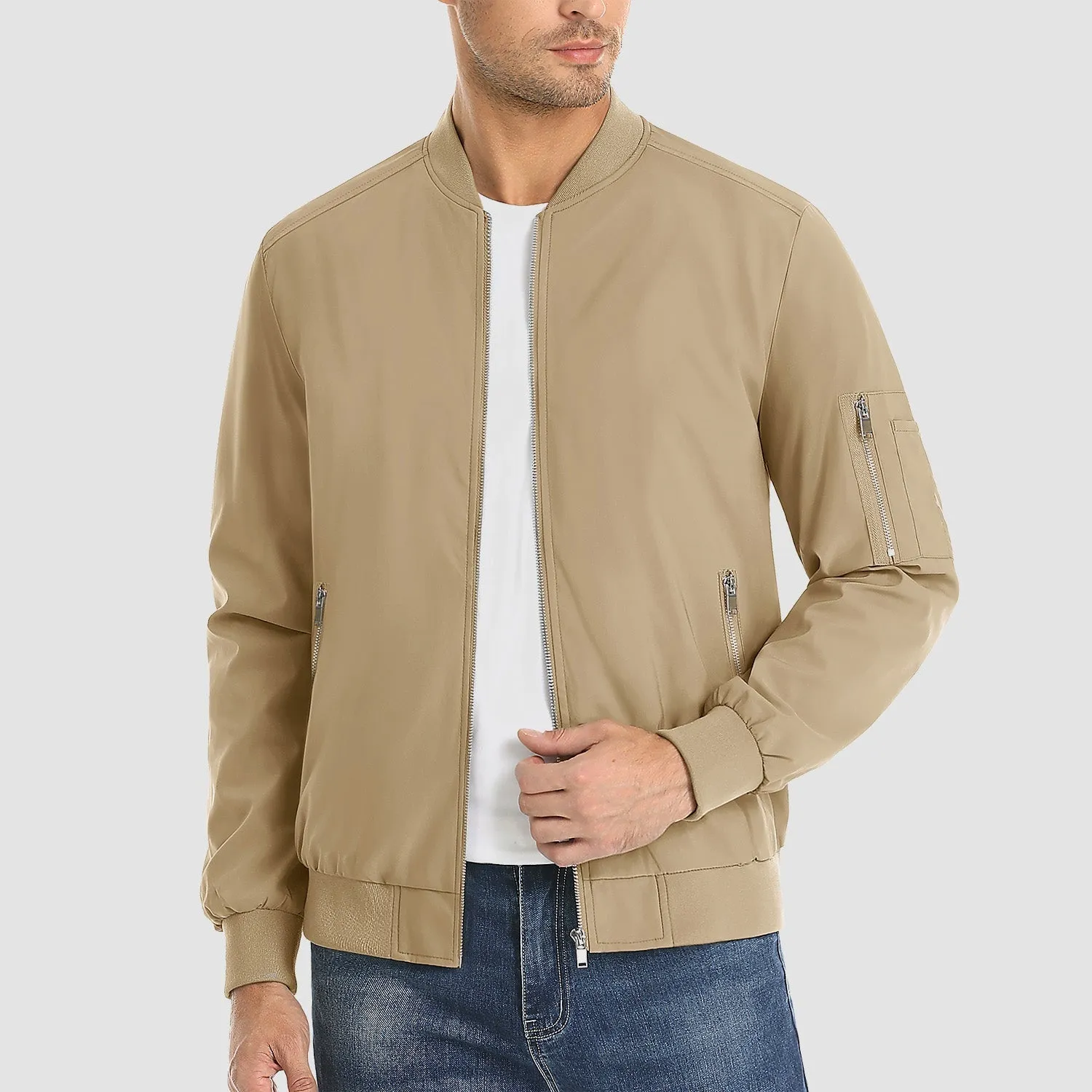 Timeless Bomber Jacket for Men with Ribbed Details