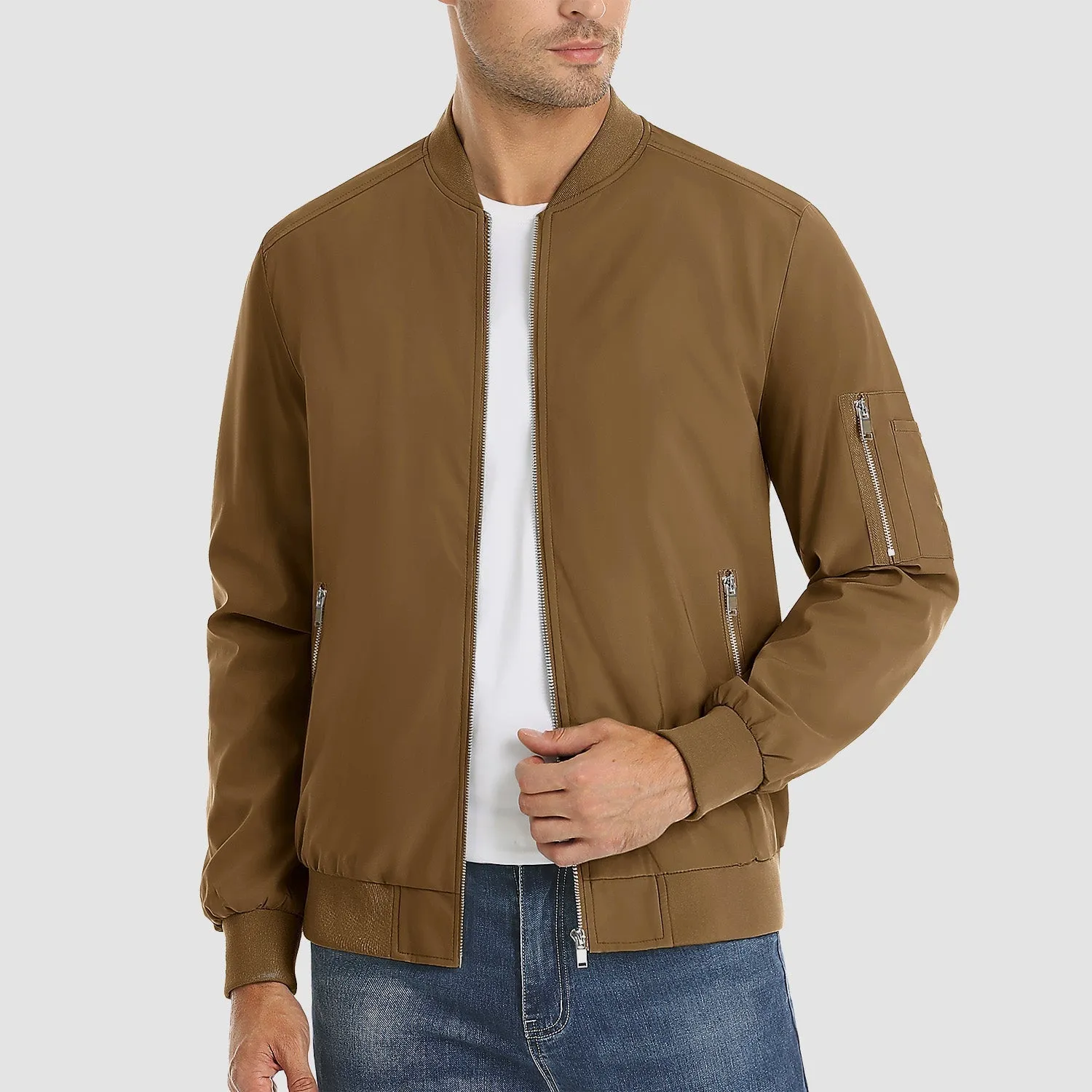 Timeless Bomber Jacket for Men with Ribbed Details