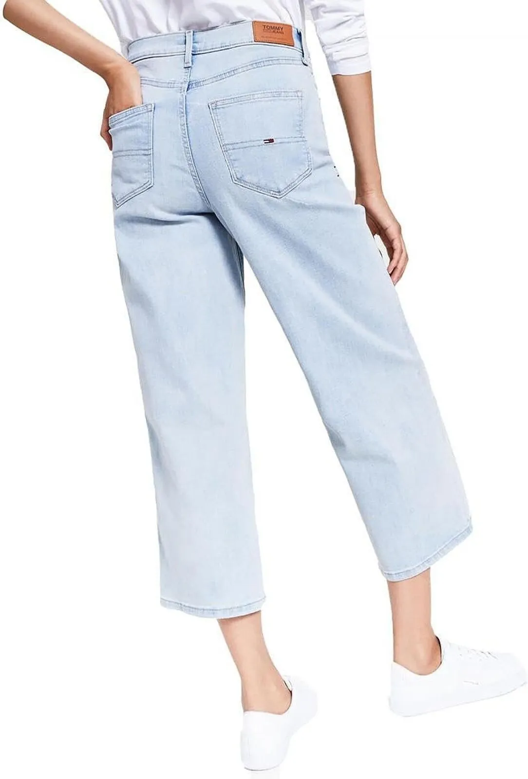 Tommy Jeans Womens High-Rise Wide Leg Crop Jeans T2FK2ECB