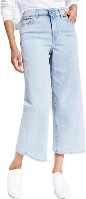 Tommy Jeans Womens High-Rise Wide Leg Crop Jeans T2FK2ECB