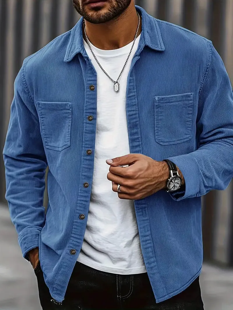 Trendy Corduroy Jacket with Buttons for Men
