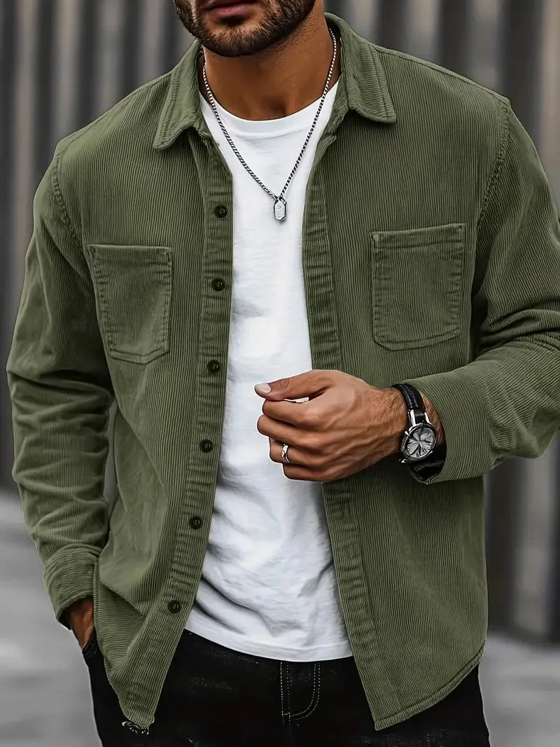 Trendy Corduroy Jacket with Buttons for Men