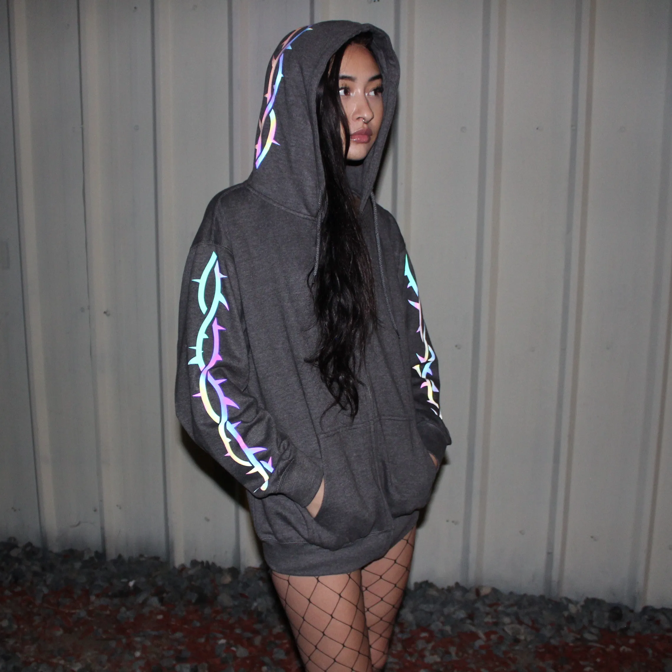 TRIBAL THORN REFLECTIVE HOODIE