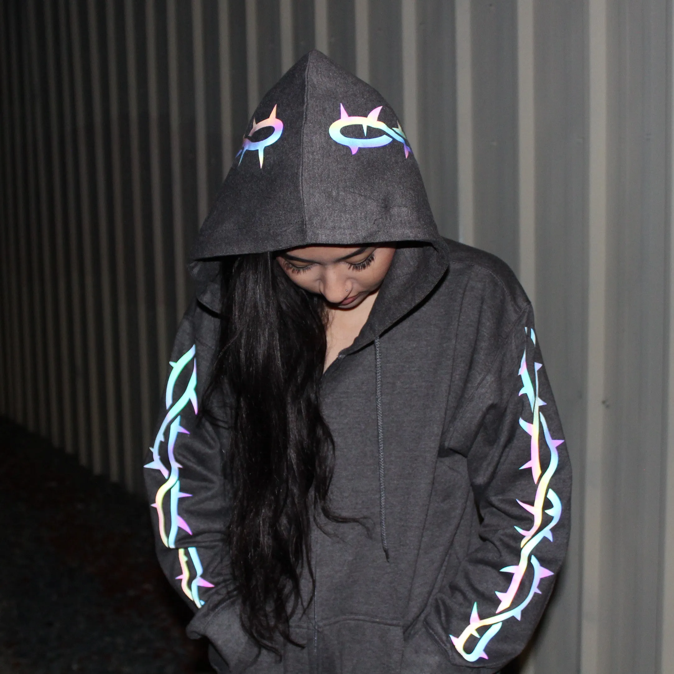 TRIBAL THORN REFLECTIVE HOODIE