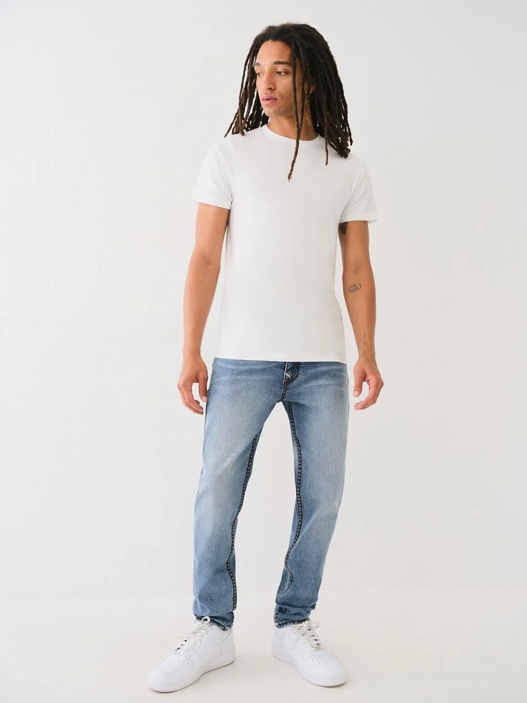 True Religion Super T Rocco Slim Fit Blue Mid-Rise Washed Jeans
