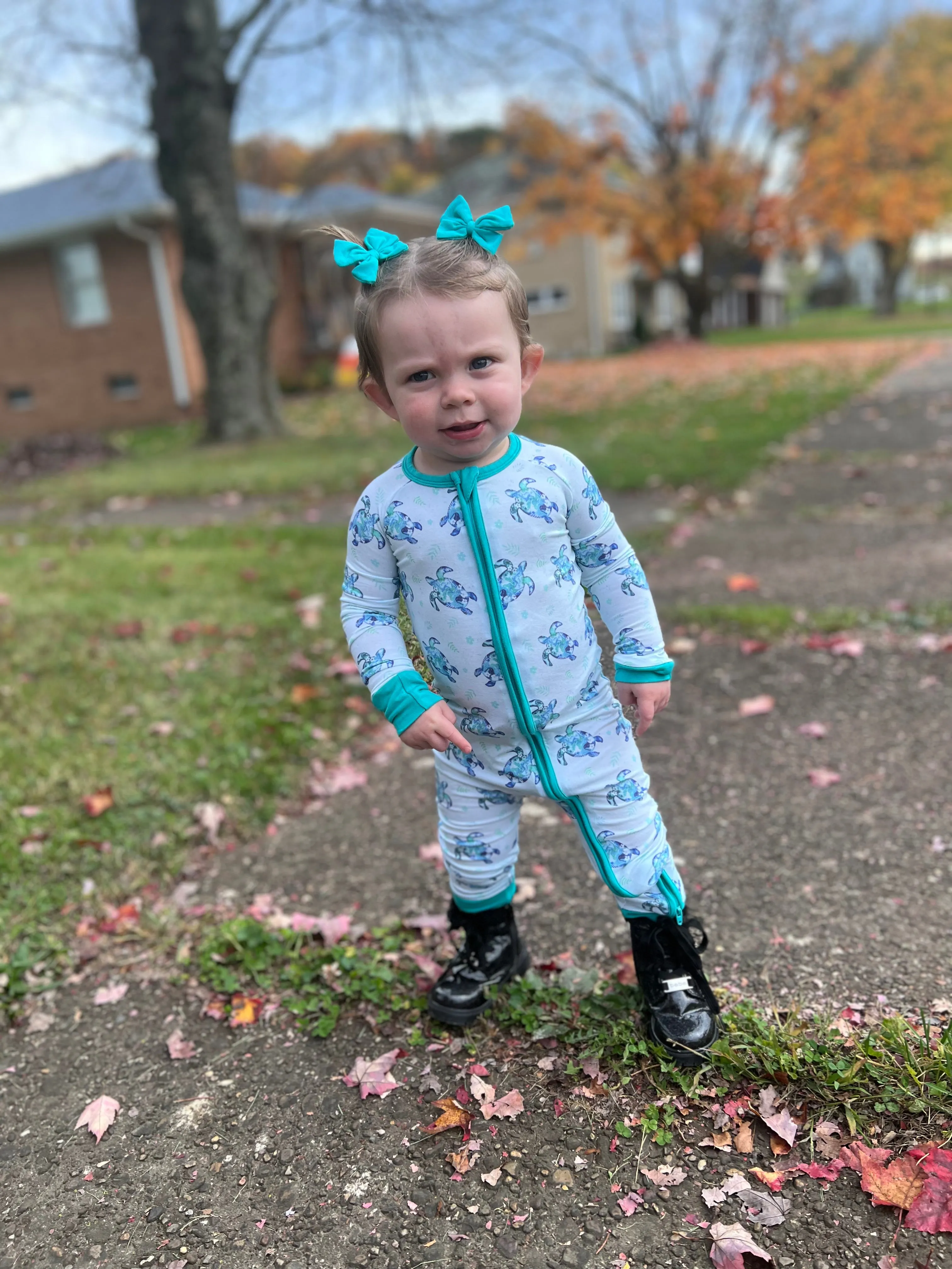 Turquoise | Baby Bamboo Clip on Bow Set