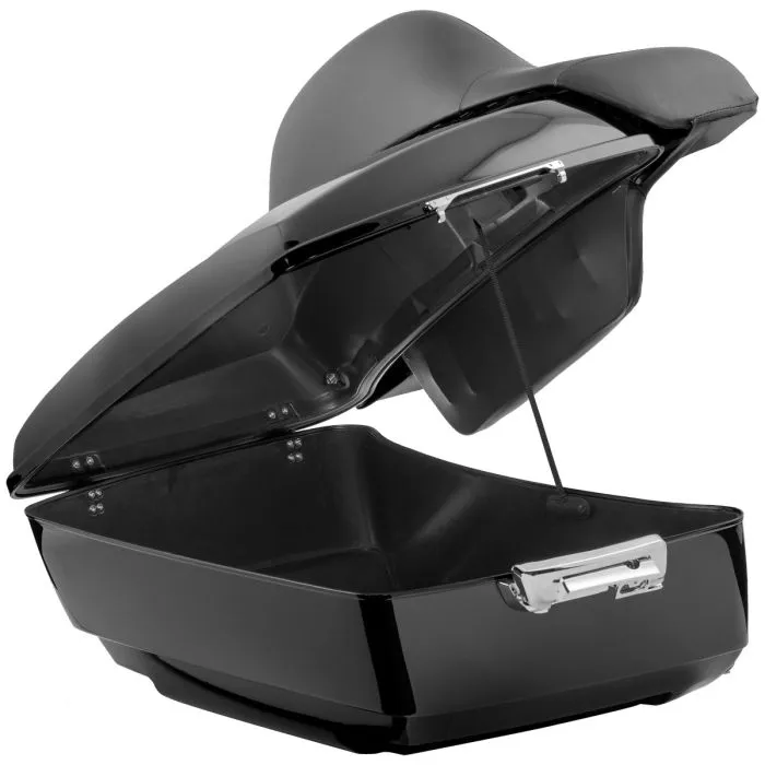 Vivid Black King Tour Pack w/ Full Backrest & Chrome Hardware for Harley® Touring '97-'22