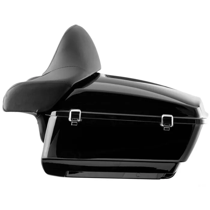 Vivid Black King Tour Pack w/ Full Backrest & Chrome Hardware for Harley® Touring '97-'22