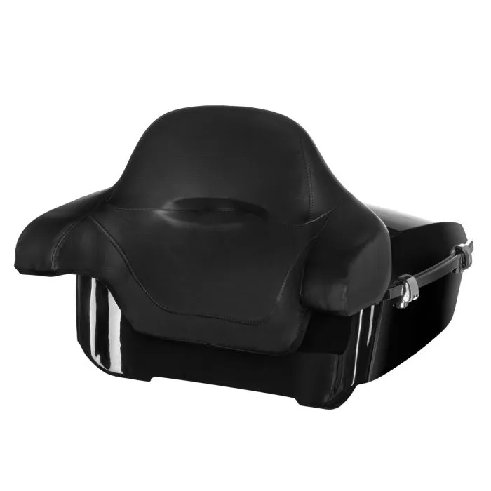 Vivid Black King Tour Pack w/ Full Backrest & Chrome Hardware for Harley® Touring '97-'22