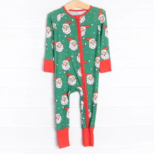 White Christmas Bamboo Zippy Pajama, Green