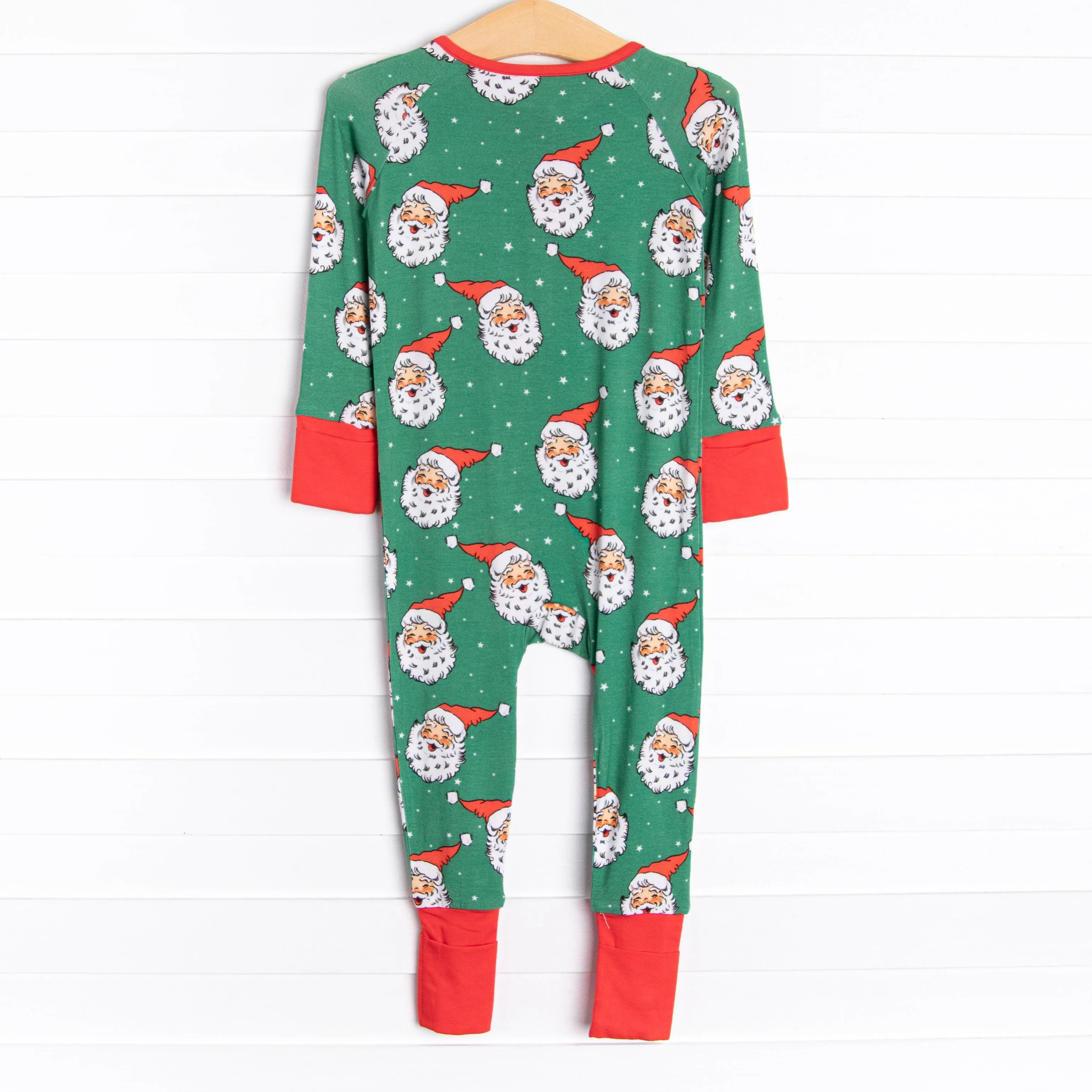 White Christmas Bamboo Zippy Pajama, Green