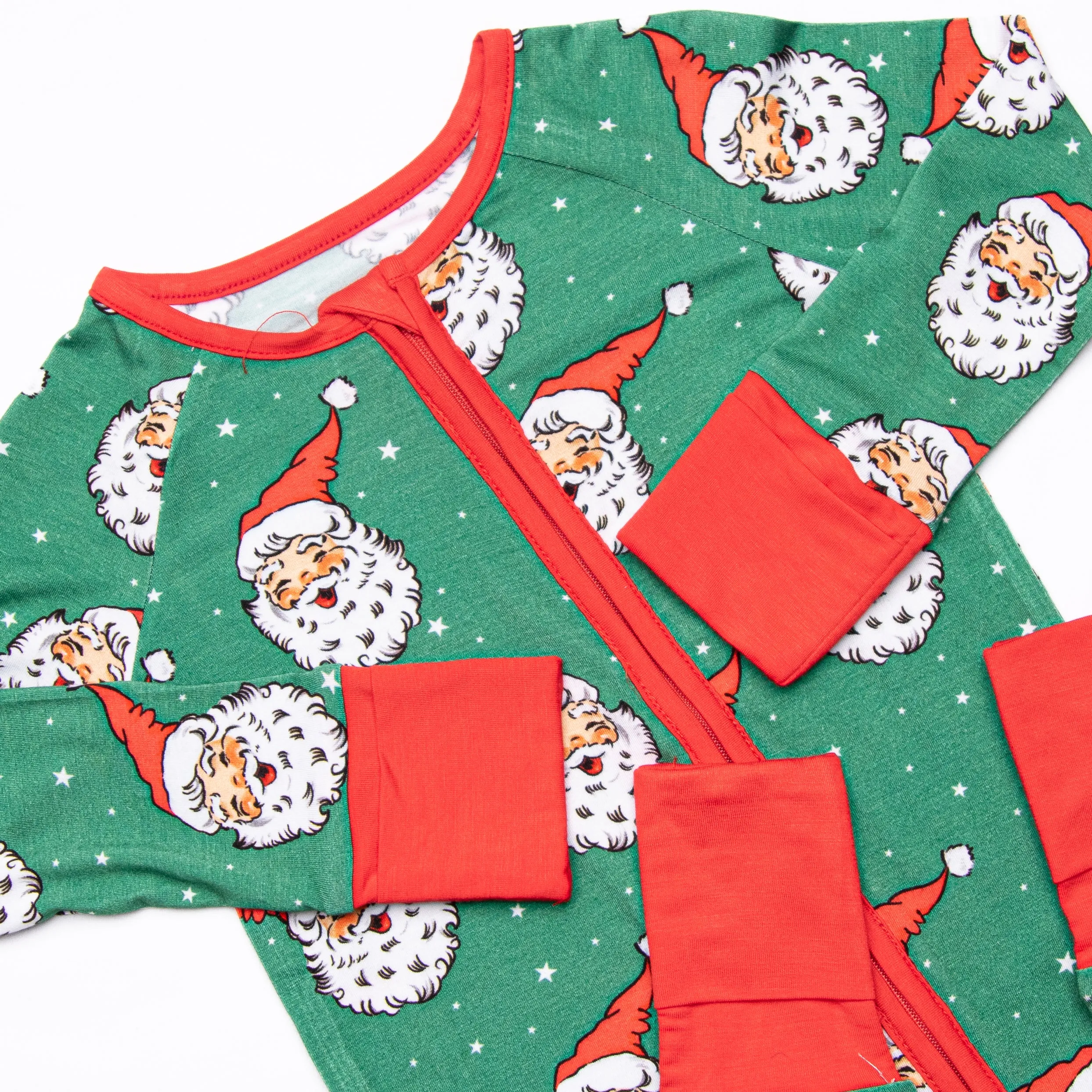White Christmas Bamboo Zippy Pajama, Green