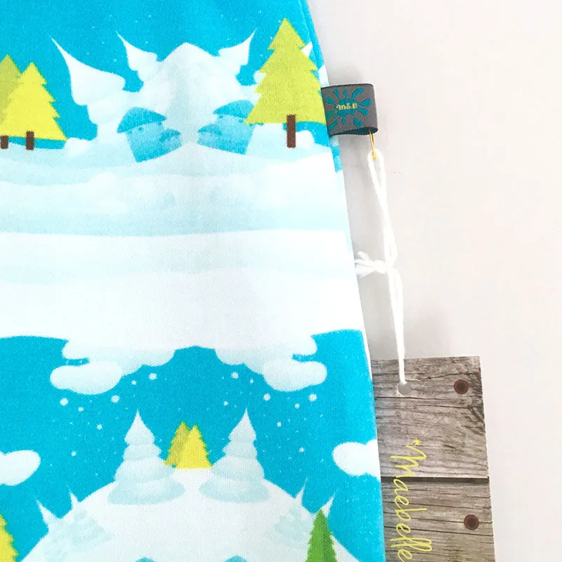 Winter Scene Penguin Baby Romper w. Red or White Cuff by Maebelle & Bo