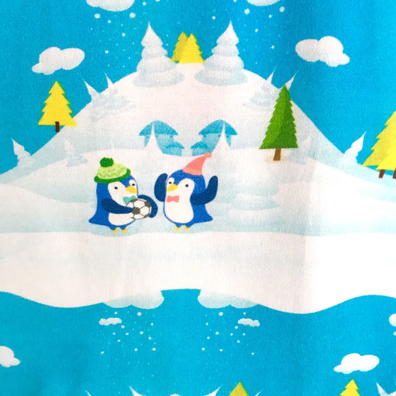 Winter Scene Penguin Baby Romper w. Red or White Cuff by Maebelle & Bo