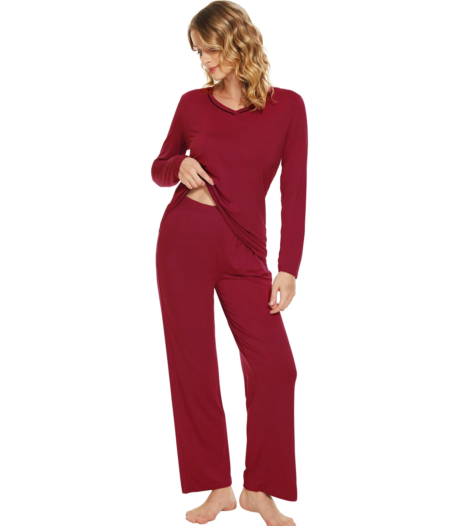 WiWi Bamboo Pajamas Set for Women Soft Sleepwear