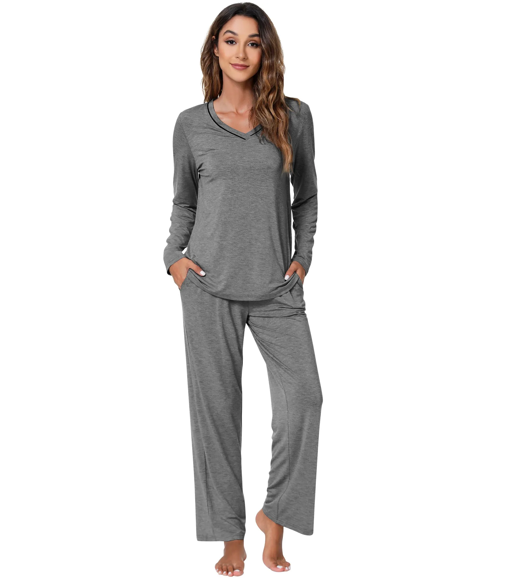 WiWi Bamboo Pajamas Set for Women Soft Sleepwear