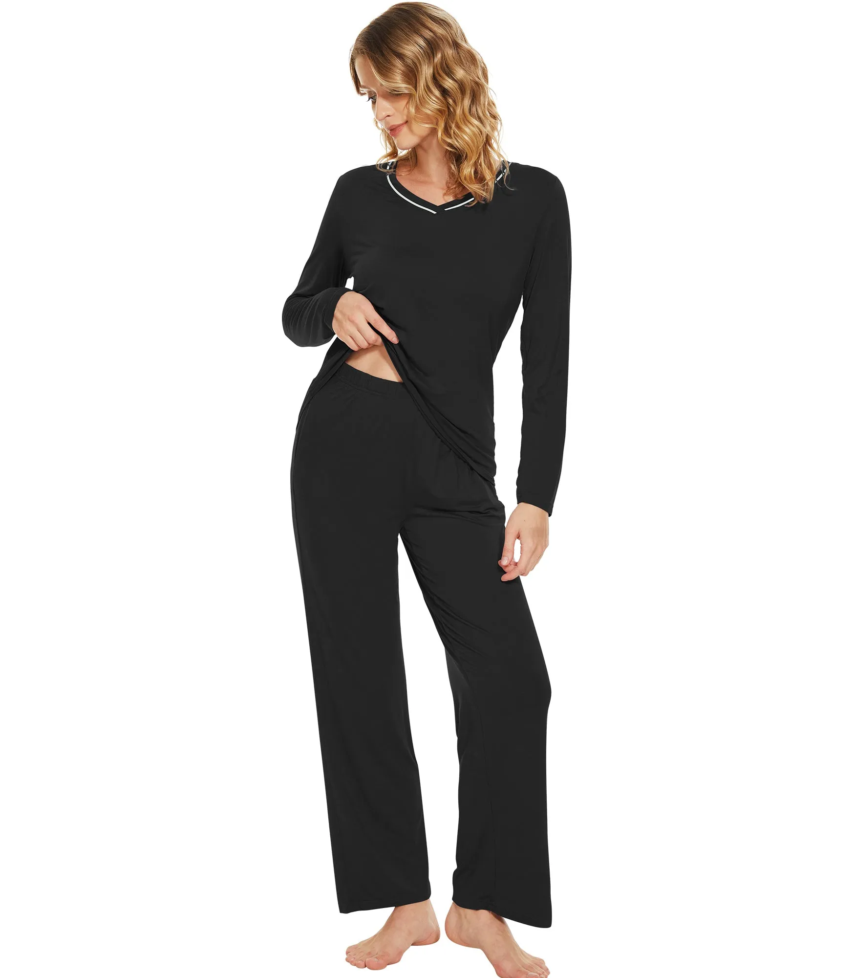 WiWi Bamboo Pajamas Set for Women Soft Sleepwear
