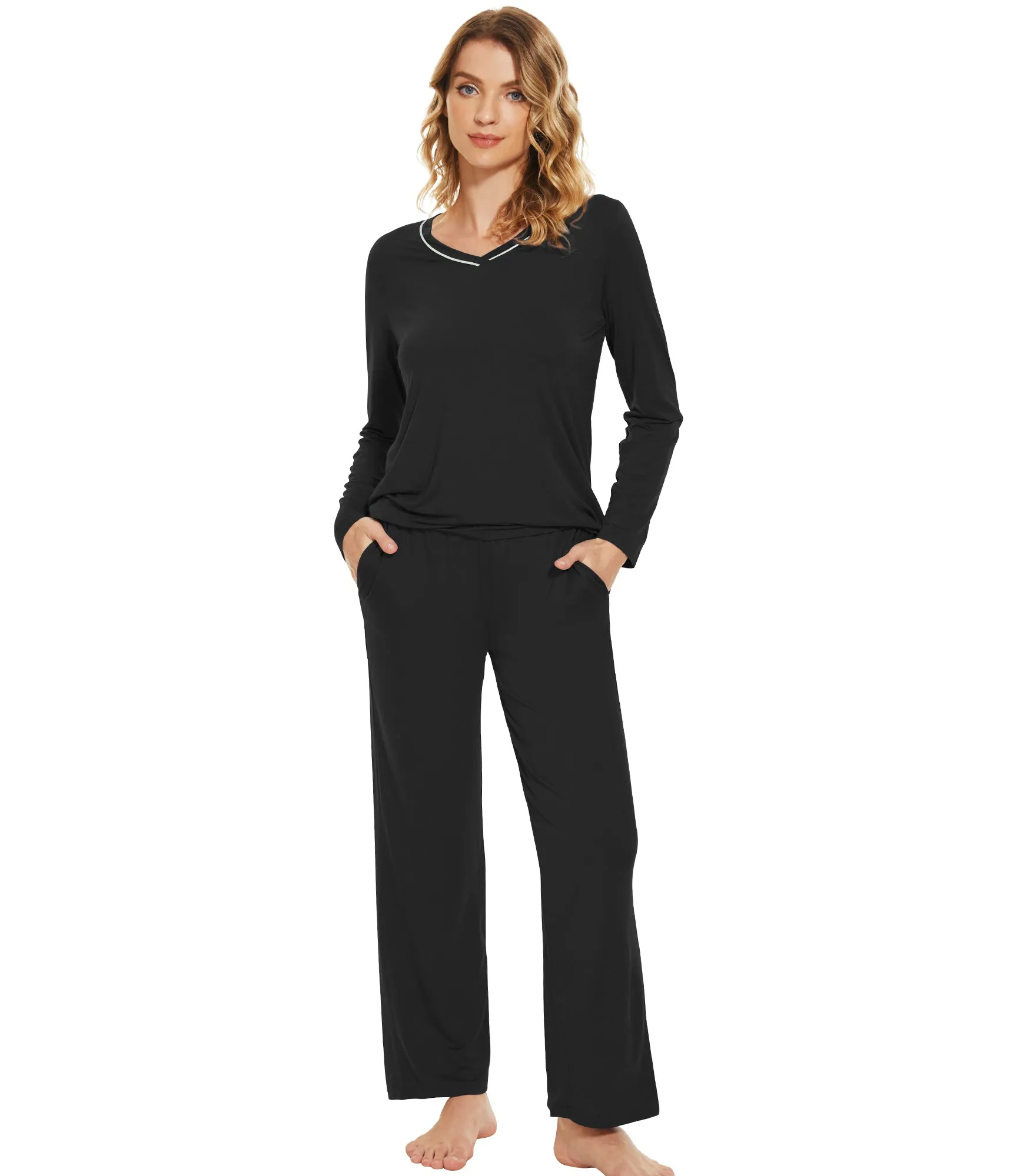 WiWi Bamboo Pajamas Set for Women Soft Sleepwear