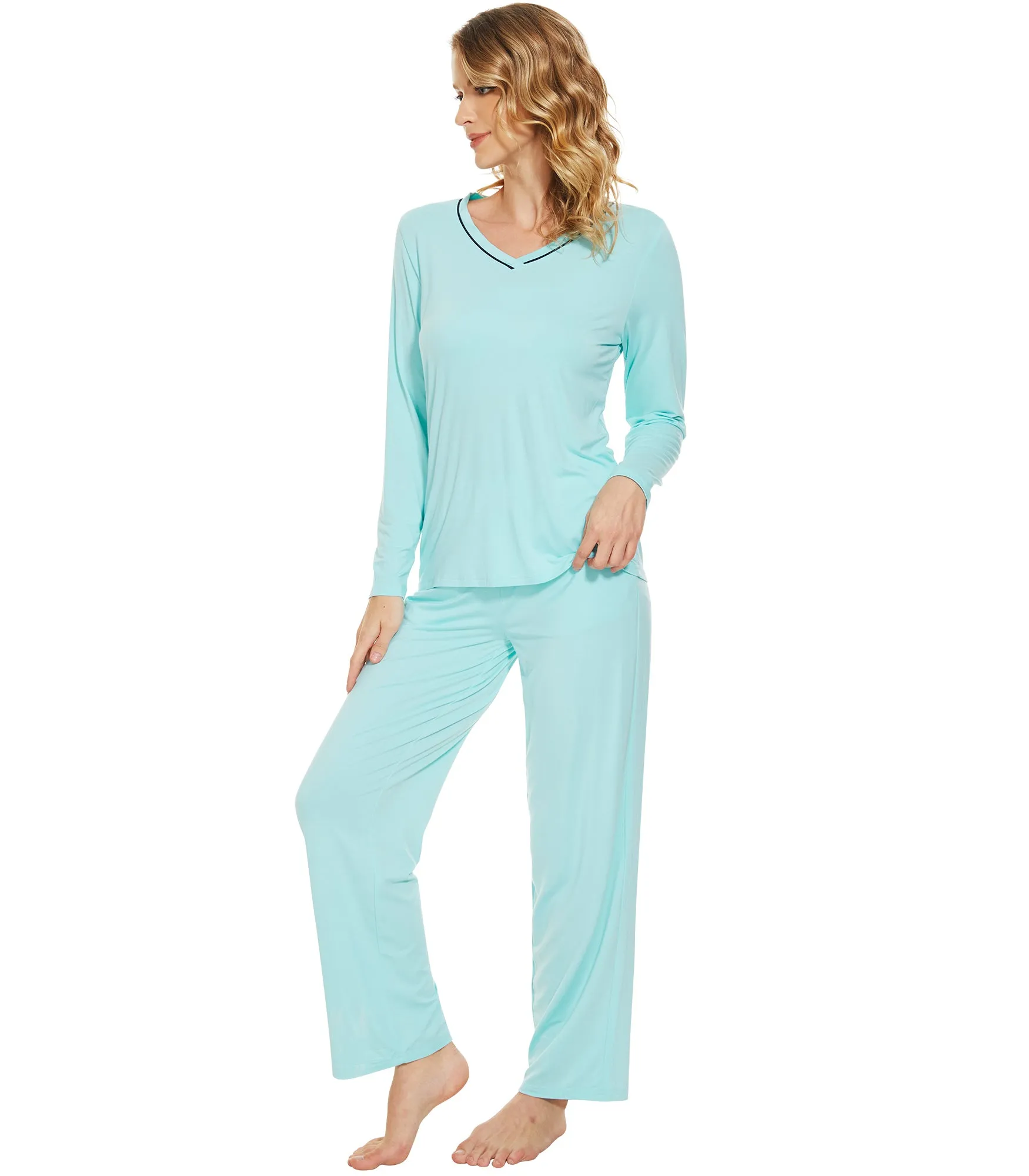 WiWi Bamboo Pajamas Set for Women Soft Sleepwear