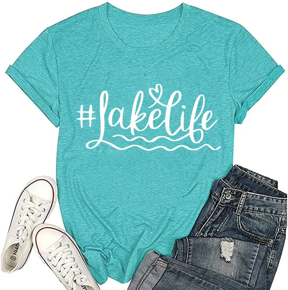 Womens Graphic Tees Funny Sayings Letter Print Casual Top Workout Basic Tunic Shirt