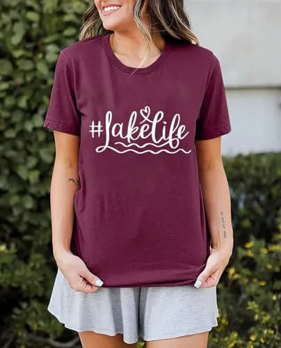 Womens Graphic Tees Funny Sayings Letter Print Casual Top Workout Basic Tunic Shirt