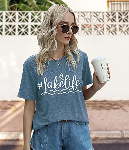 Womens Graphic Tees Funny Sayings Letter Print Casual Top Workout Basic Tunic Shirt