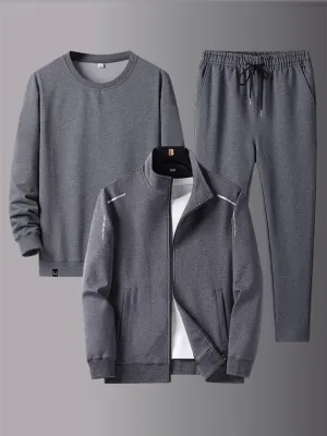 Workout Comfy Plain Long Sleeved Jackets Pants Shirts