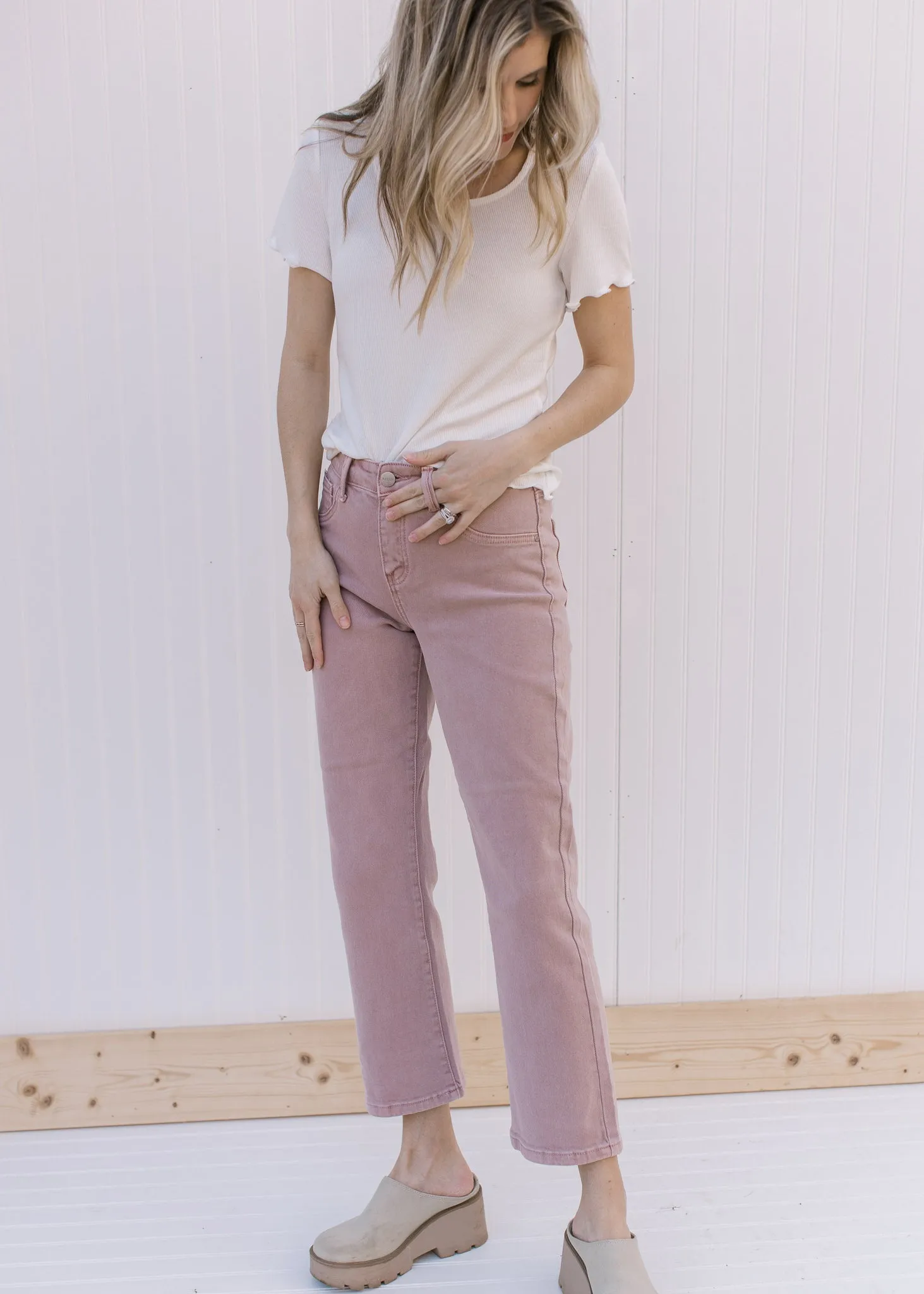 X Mauve Mid Rise Cropped Jeans