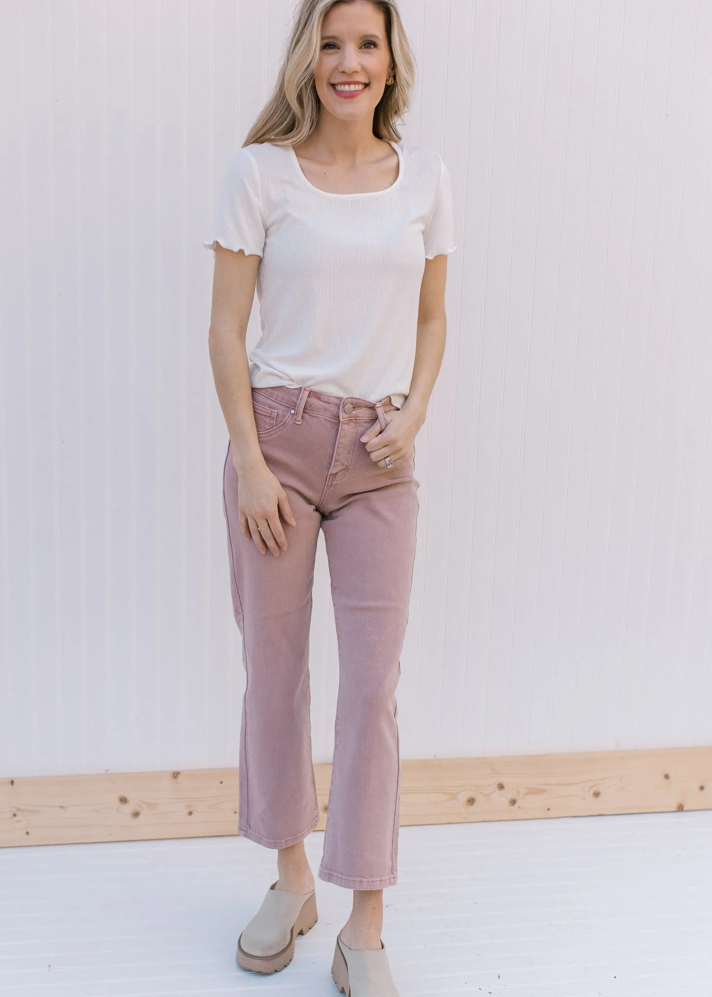 X Mauve Mid Rise Cropped Jeans