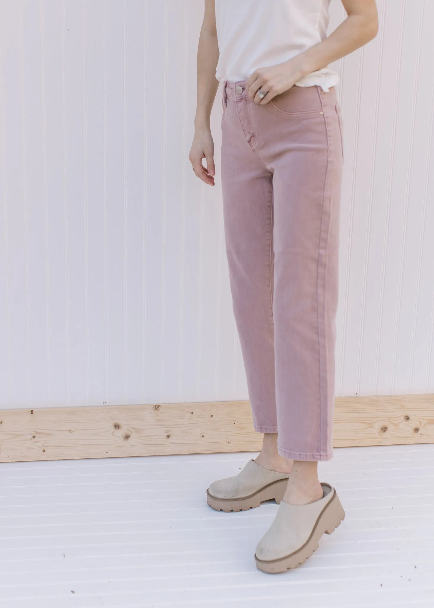 X Mauve Mid Rise Cropped Jeans