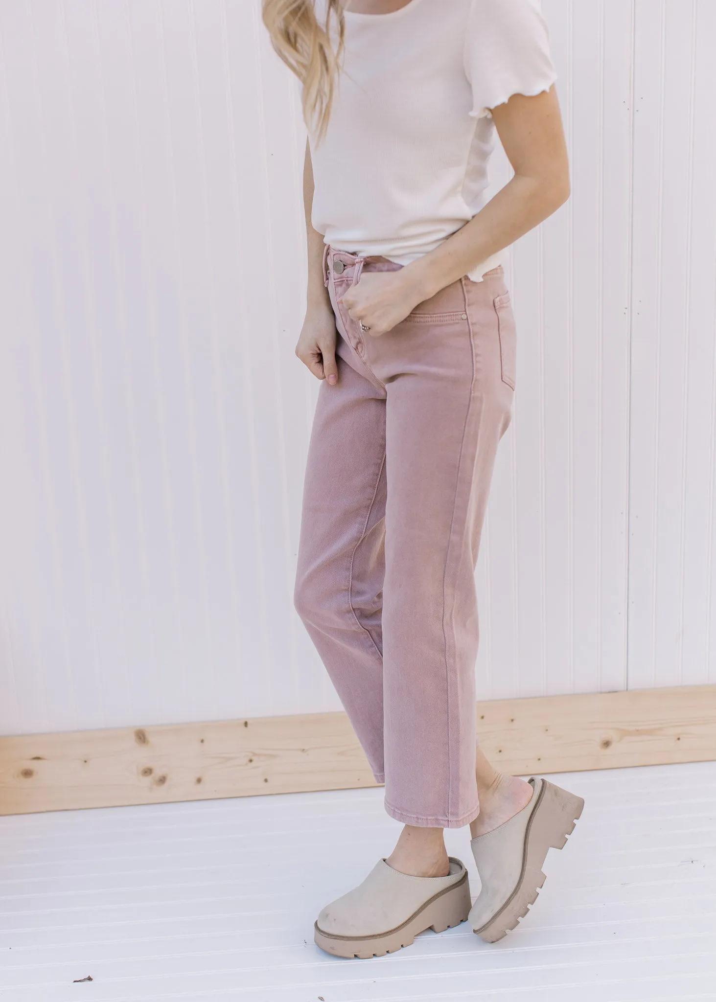 X Mauve Mid Rise Cropped Jeans