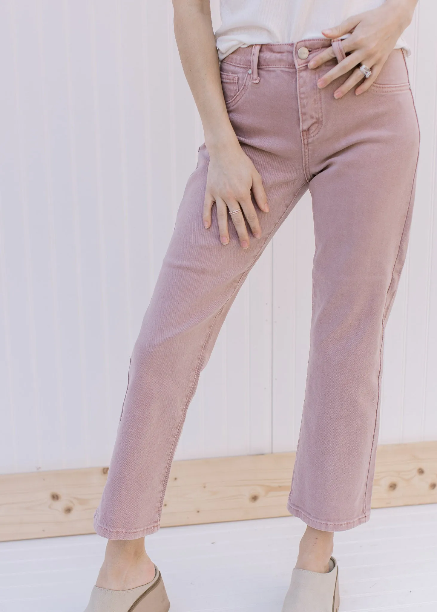 X Mauve Mid Rise Cropped Jeans